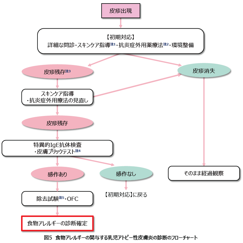 図5 食物アレルギーの関与する乳児アトピー性皮膚炎の診断のフローチャート