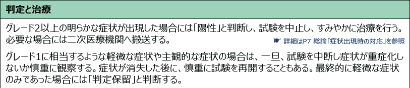 表10 試験当日の流れ-判定と治療